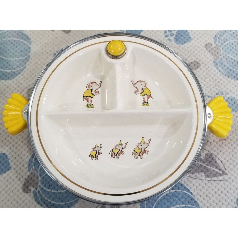 Majestic Mid‑Century Kids Warming Plate Bakelite Handles USA